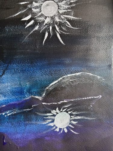 Christine P, night scene 1, acrylic.